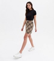 New Look Brown Check High Waist Mini Skirt